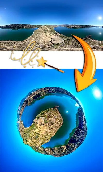 Esquema del proceso matemático Tiny Planet